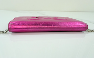 CHANEL METALLIC CALFSKIN BOW YEN WALLET / WOC