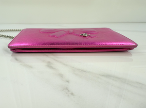 CHANEL METALLIC CALFSKIN BOW YEN WALLET / WOC