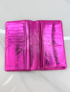 CHANEL METALLIC CALFSKIN BOW YEN WALLET / WOC