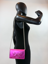 CHANEL METALLIC CALFSKIN BOW YEN WALLET / WOC