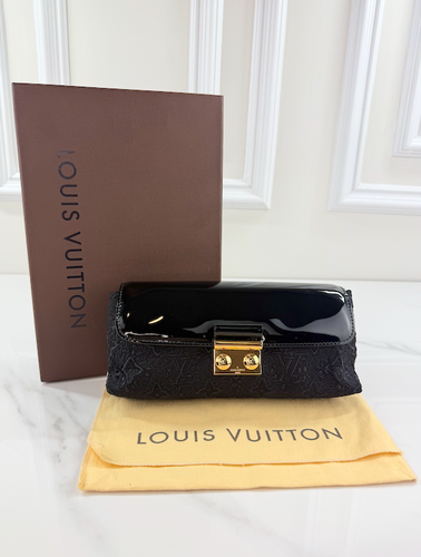 LOUIS VUITTON SATIN DENTELLE POCHETTE EVENING CLUTCH / CROSSBODY