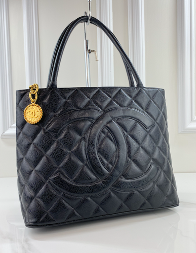 CHANEL MEDALLION CAVIAR TOTE BLACK - GOLD