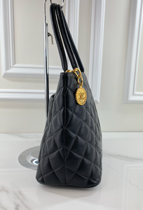 CHANEL MEDALLION CAVIAR TOTE BLACK - GOLD