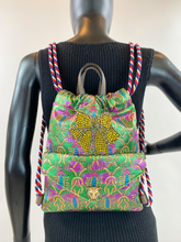 GUCCI BROCADE ANIMALIER BOW DRAWSTRING BACKPACK LIMITED EDITION