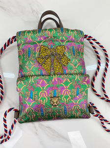 GUCCI BROCADE ANIMALIER BOW DRAWSTRING BACKPACK LIMITED EDITION
