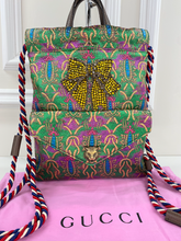 GUCCI BROCADE ANIMALIER BOW DRAWSTRING BACKPACK LIMITED EDITION