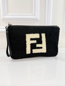 FENDI SHEARLING CLUTCH / WRISTLET