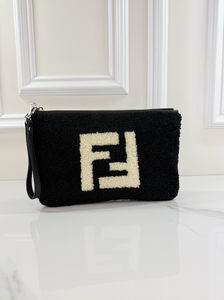 FENDI SHEARLING CLUTCH / WRISTLET