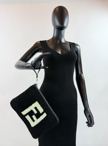 FENDI SHEARLING CLUTCH / WRISTLET