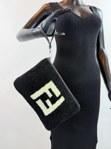 FENDI SHEARLING CLUTCH / WRISTLET