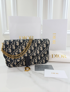 DIOR OBLIQUE MIDIUM SADDLE POUCH WITH CHAIN