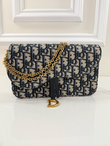 DIOR OBLIQUE MIDIUM SADDLE POUCH WITH CHAIN