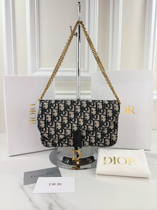DIOR OBLIQUE MIDIUM SADDLE POUCH WITH CHAIN