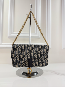 DIOR OBLIQUE MIDIUM SADDLE POUCH WITH CHAIN
