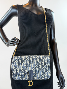 DIOR OBLIQUE MIDIUM SADDLE POUCH WITH CHAIN