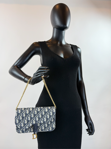 DIOR OBLIQUE MIDIUM SADDLE POUCH WITH CHAIN