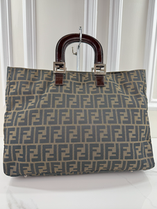 FENDI VINTAGE FF HANDLE TOTE ZUCCA CANVAS