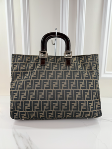 FENDI VINTAGE FF HANDLE TOTE ZUCCA CANVAS