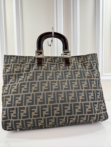 FENDI VINTAGE FF HANDLE TOTE ZUCCA CANVAS