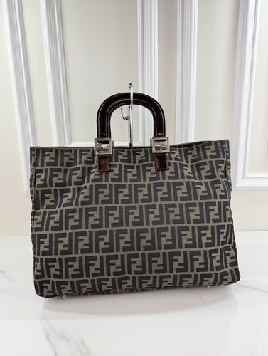 FENDI VINTAGE FF HANDLE TOTE ZUCCA CANVAS