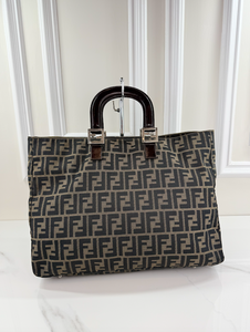 FENDI VINTAGE FF HANDLE TOTE ZUCCA CANVAS