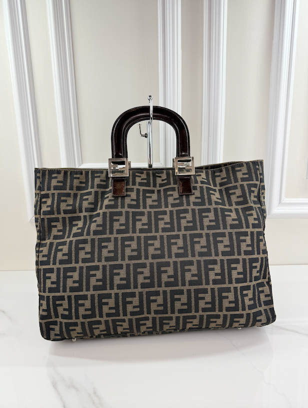 FENDI VINTAGE FF HANDLE TOTE ZUCCA CANVAS