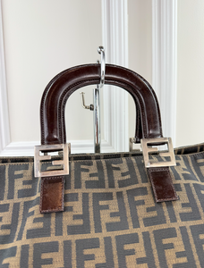 FENDI VINTAGE FF HANDLE TOTE ZUCCA CANVAS