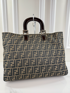 FENDI VINTAGE FF HANDLE TOTE ZUCCA CANVAS