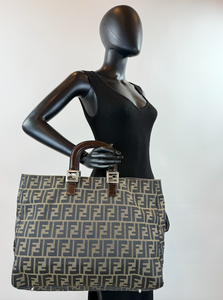 FENDI VINTAGE FF HANDLE TOTE ZUCCA CANVAS