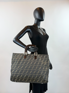 FENDI VINTAGE FF HANDLE TOTE ZUCCA CANVAS