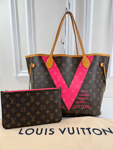 LOUIS VUITTON MONOGRAM V NEVERFULL MM GRENADE FULL SET