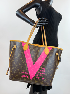 LOUIS VUITTON MONOGRAM V NEVERFULL MM GRENADE FULL SET