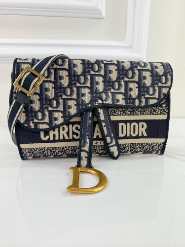 DIOR OBLIQUE SLIM SADDLE POUCH BELT BAG / CROSSBODY