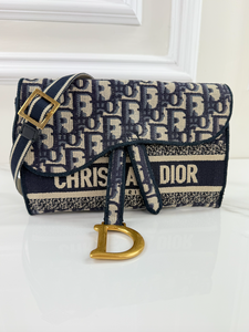 DIOR OBLIQUE SLIM SADDLE POUCH BELT BAG / CROSSBODY