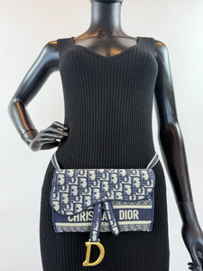 DIOR OBLIQUE SLIM SADDLE POUCH BELT BAG / CROSSBODY