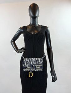DIOR OBLIQUE SLIM SADDLE POUCH BELT BAG / CROSSBODY