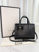 GUCCI GG RIBBON TOP HANDLE BAG (BLACK)