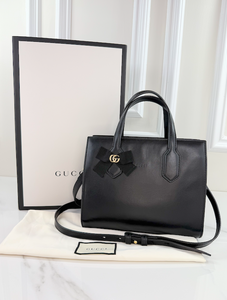 GUCCI GG RIBBON TOP HANDLE BAG (BLACK)