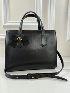 GUCCI GG RIBBON TOP HANDLE BAG (BLACK)