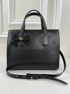 GUCCI GG RIBBON TOP HANDLE BAG (BLACK)