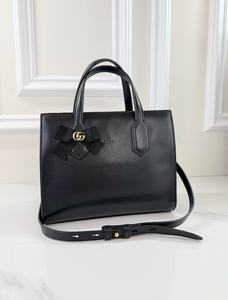 GUCCI GG RIBBON TOP HANDLE BAG (BLACK)