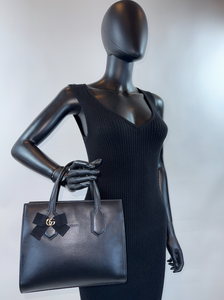 GUCCI GG RIBBON TOP HANDLE BAG (BLACK)