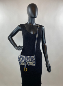 DIOR OBLIQUE SLIM SADDLE POUCH BELT BAG / CROSSBODY