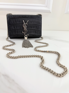 YSL CROCODILE CLASSIC KATE TASSEL CROSSBODY