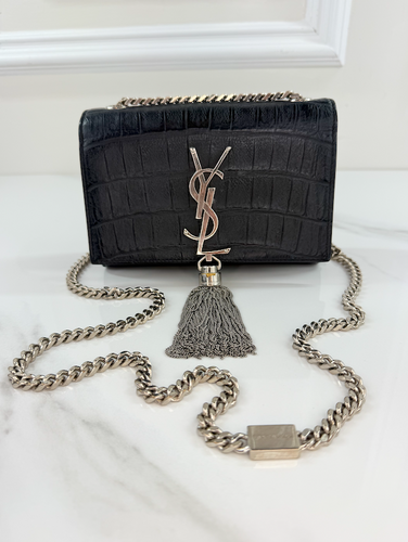 YSL CROCODILE CLASSIC KATE TASSEL CROSSBODY