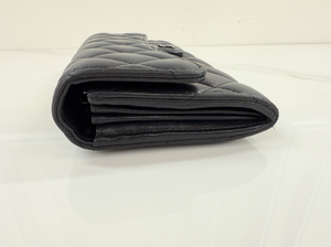 CHANEL QUILTED GUSSET LAMBSKIN FLAP WALLET / WOC (ALL BLACK)