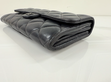 CHANEL QUILTED GUSSET LAMBSKIN FLAP WALLET / WOC (ALL BLACK)