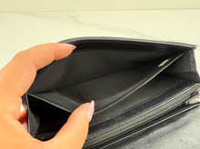 CHANEL QUILTED GUSSET LAMBSKIN FLAP WALLET / WOC (ALL BLACK)