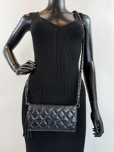 CHANEL QUILTED GUSSET LAMBSKIN FLAP WALLET / WOC (ALL BLACK)