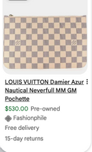 LOUIS VUITTON NEVERFULL POCHETTE CLUTCH MM AZUR (PINK)